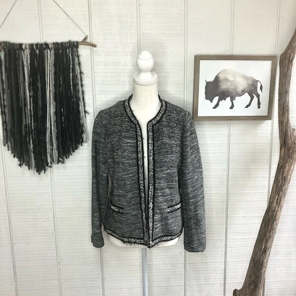 Talbots black and gray marled open front blazer - Picture 1 of 7